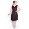 Vintage 1960s Jurk Zwart Rood Zilver - XL | Fiftiesstore
