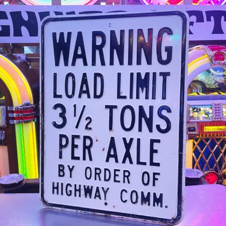 Vintage Amerikaans “WARNING LOAD LIMIT” Verkeersbord Staal met Reliëf - 61 × 45 cm | The Dutch Pickers