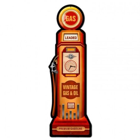 Vintage Gas & Oil Gas Pump Zwaar Metalen Bord 66 x 18 cm | Fiftiesstore