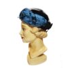 Vintage Hat Black Velvet Blue Feathers | 15% korting | Fiftiesstore