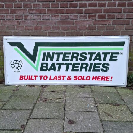 Vintage Interstate Batteries Metalen Bord - 153 x 61cm - Origineel | The Dutch Pickers