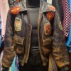 Vintage Pilot Army Jacket Leather Brown size L | Fiftiesstore