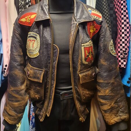 Vintage Pilot Army Jacket Leather Brown size L | Fiftiesstore