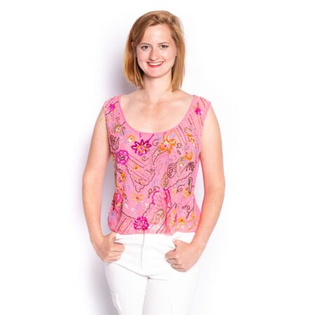 Vintage Roze Top Met Pailletten - L | Fiftiesstore