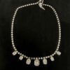 Vintage Sieraad Ketting Zilver Strass Vierkant | Fiftiesstore