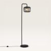 Virello - Zwarte Staande lamp Metaal 150cm - Rookglas - Modern Industrieel design - Woonkamer lamp - E27 fitting - Met voetschakelaar | LUSENZ