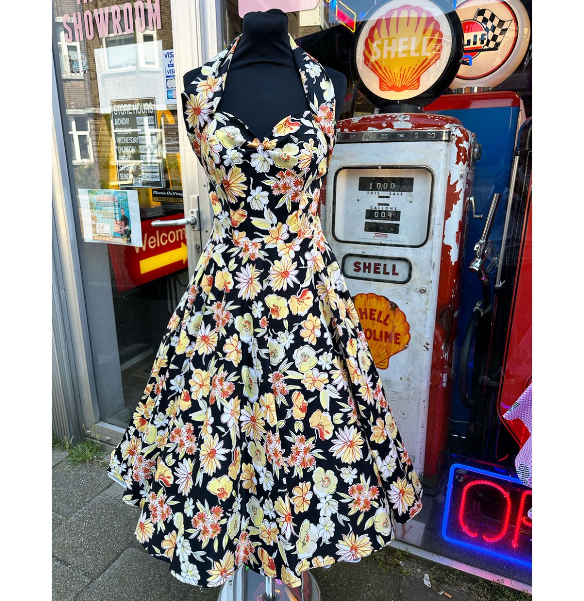 Vivien Of Holloway Halterneck Daisy Dress Black -XS | 32% korting | Vivien of Holloway