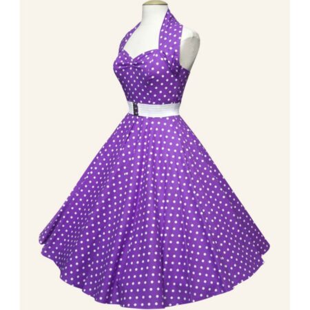 Vivien Of Holloway Halterneck Dots Dress Purple -XS | 32% korting | Vivien of Holloway