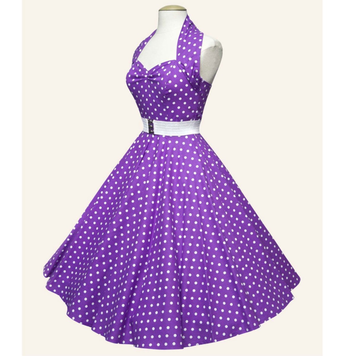 Vivien Of Holloway Halterneck Dots Dress Purple -XS | 32% korting | Vivien of Holloway