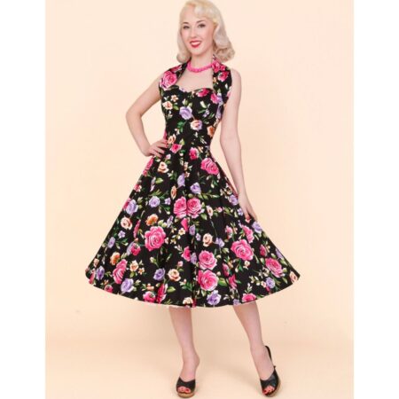 Vivien Of Holloway Halterneck Floral Noir Dress-S | 32% korting | Vivien of Holloway