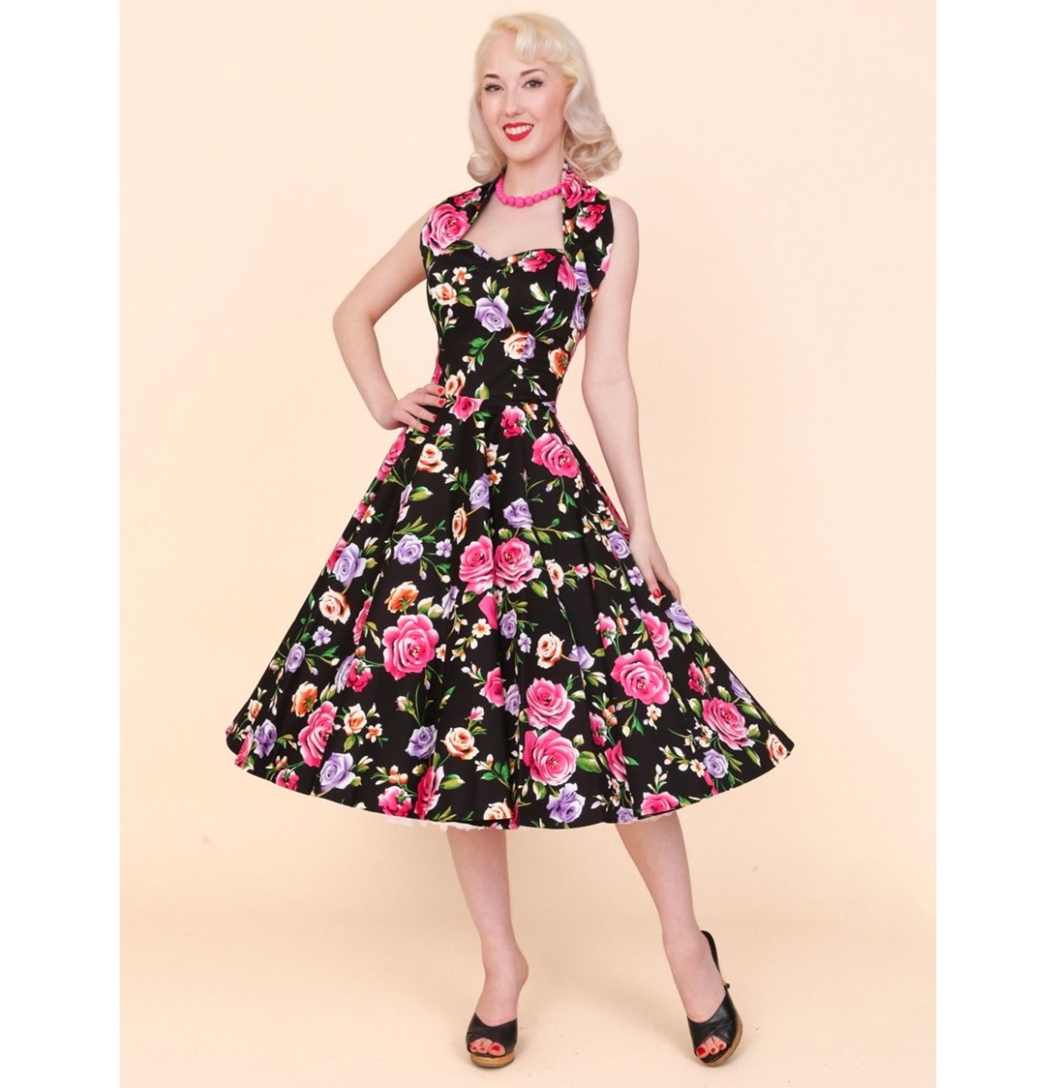 Vivien Of Holloway Halterneck Floral Noir Dress-S | 32% korting | Vivien of Holloway