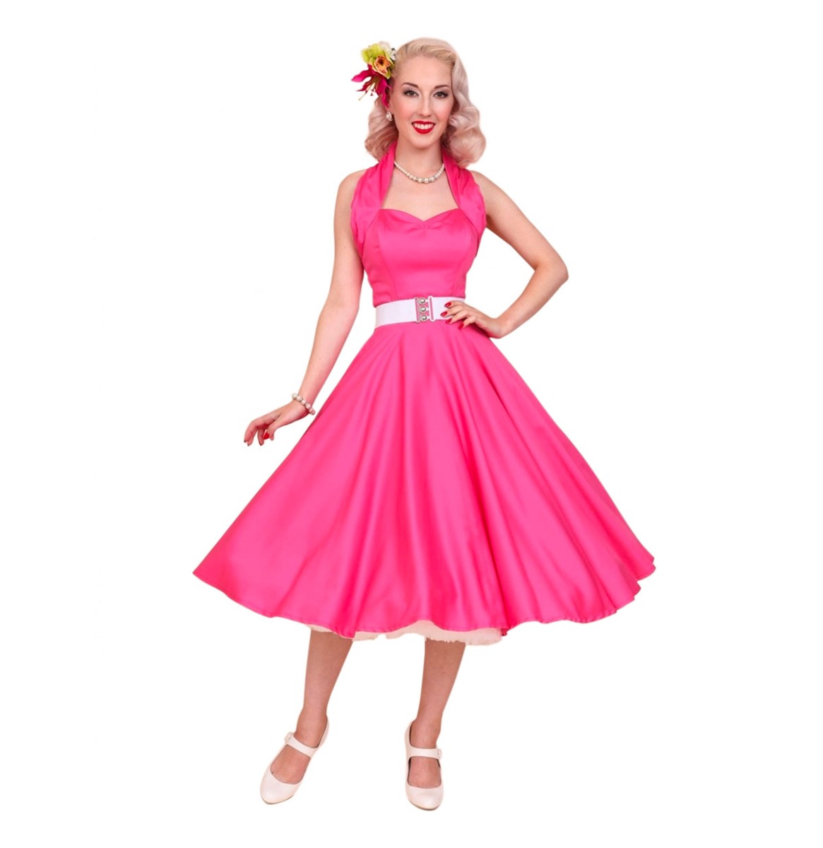 Vivien Of Holloway Halterneck Sateen Dress Hot Pink-XXS | 34% korting | Vivien of Holloway