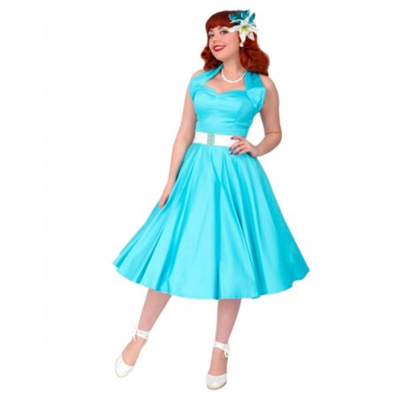 Vivien Of Holloway Halterneck Sateen Dress Turquoise -XXL | Vivien of Holloway