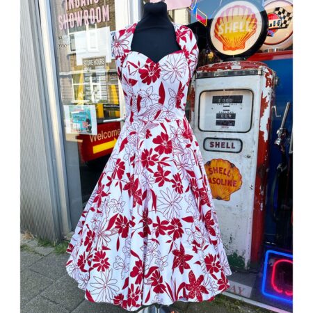 Vivien Of Holloway Halterneck Summer Flower Dress Red-S | 35% korting | Vivien of Holloway