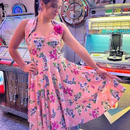 Vivien Of Holloway Halterneck Swing Dress Spring Peach Pink-XL | 35% korting | Vivien of Holloway