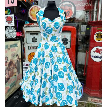 Vivien Of Holloway Halterneck Turquoise Roses Dress-XS | 26% korting | Vivien of Holloway