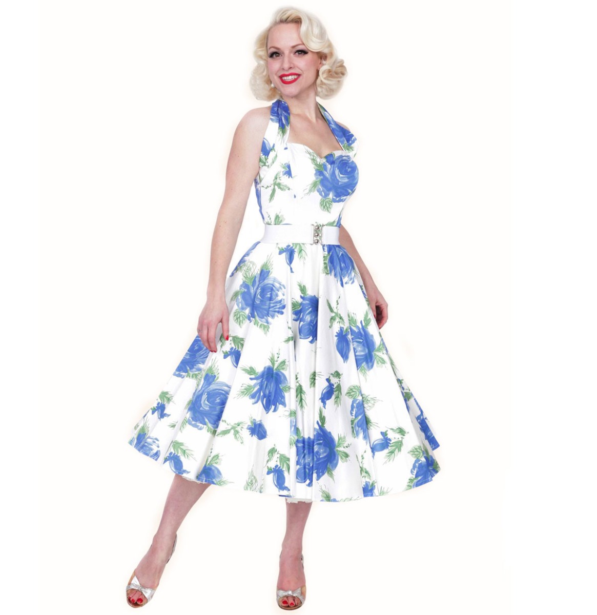 Vivien Of Holloway Halterneck Victory Rose Dress Blue-XS | 50% korting | Vivien of Holloway