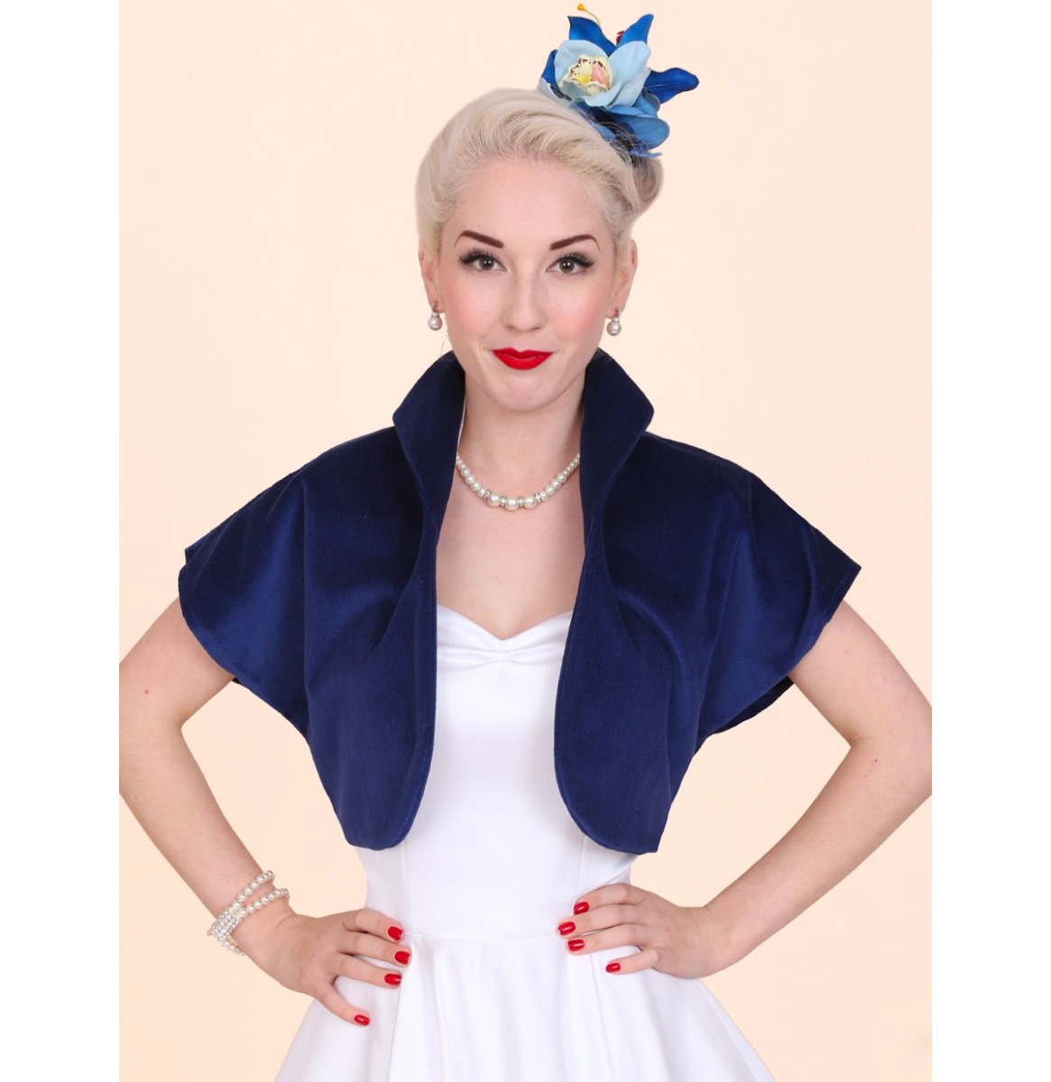 Vivien Of Holloway Velvet Bolero Blue -S | 44% korting | Vivien of Holloway
