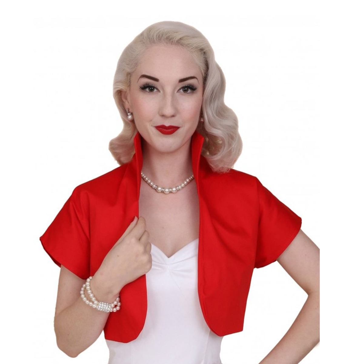 Vivien of Holloway Bolero Red Sateen-S | 22% korting | Vivien of Holloway