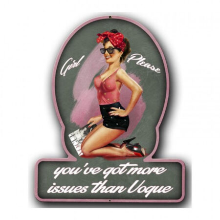 Vogue Girl Pin Up Zwaar Metalen Bord | Fiftiesstore