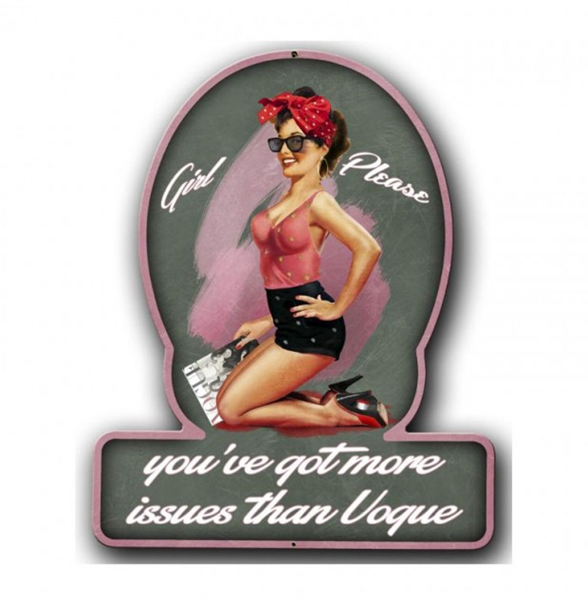 Vogue Girl Pin Up Zwaar Metalen Bord | Fiftiesstore