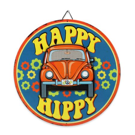 Volkswagen Beetle Happy Hippy Metalen Bord - Ø31cm | Volkswagen