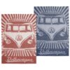 Volkswagen T1 Bus Theedoeken - Set Van 2 - Blauw & Rood | Volkswagen