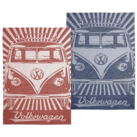 Volkswagen T1 Bus Theedoeken - Set Van 2 - Blauw & Rood | Volkswagen