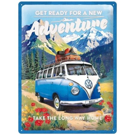 Volkswagen VW Bulli Ready For A New Adventure Metalen Wandbord 30 x 40 cm | Volkswagen