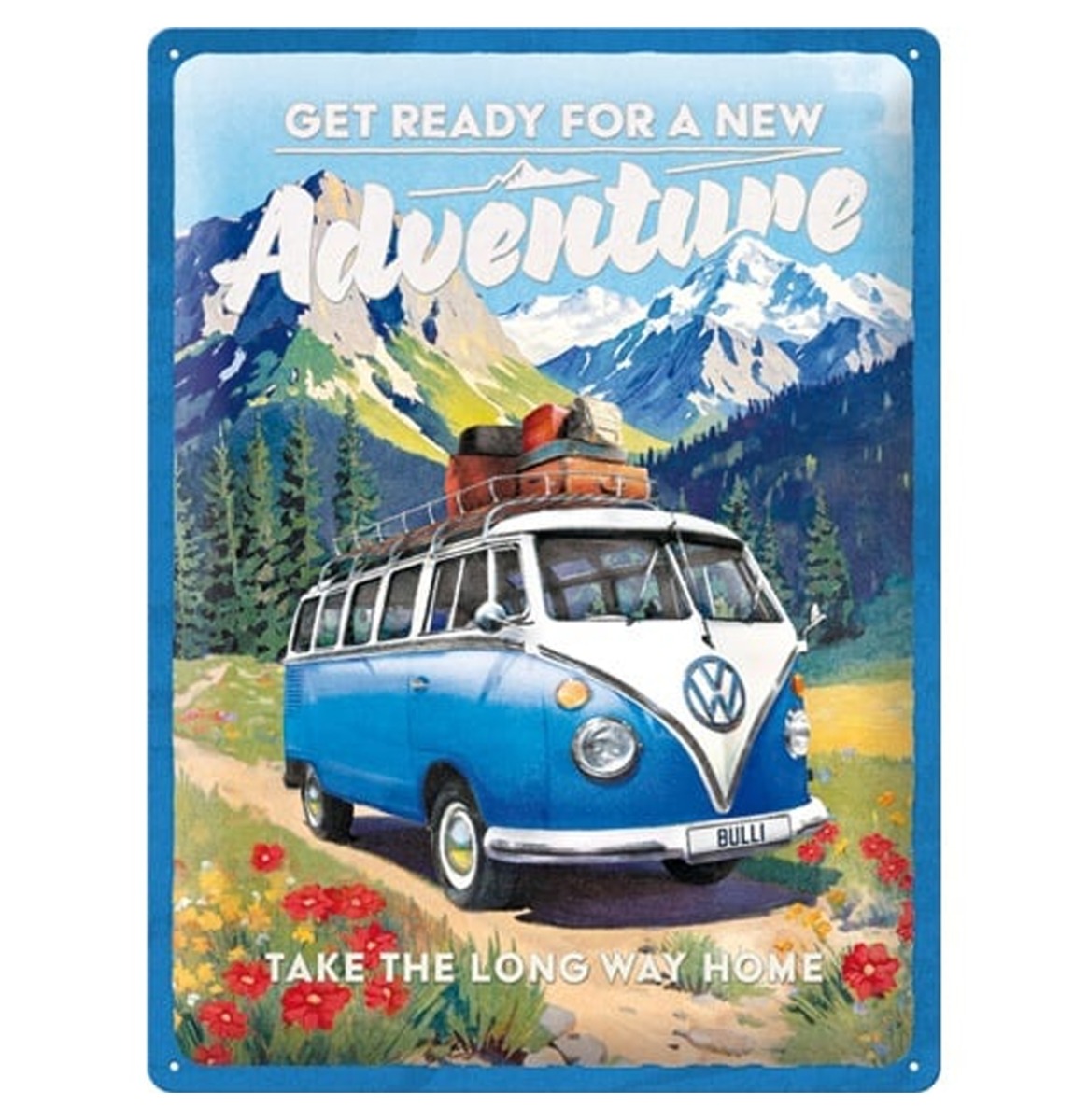 Volkswagen VW Bulli Ready For A New Adventure Metalen Wandbord 30 x 40 cm | Volkswagen