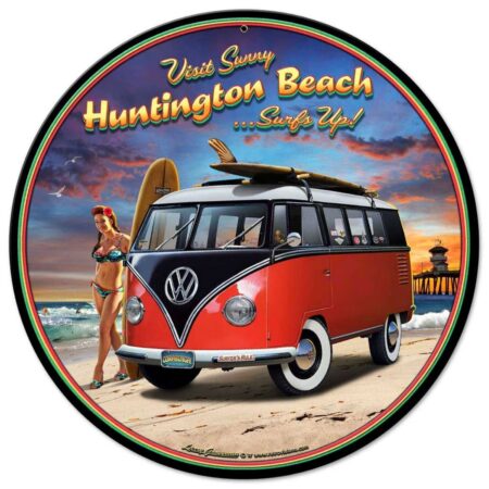 Volkswagen VW Huntington Beach Surfs Up Metalen Bord 36 cm | Volkswagen