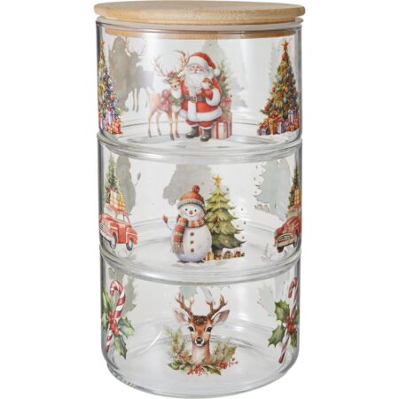 Voorraadpot glas kerst 3-laags H24cm | Home & Styling