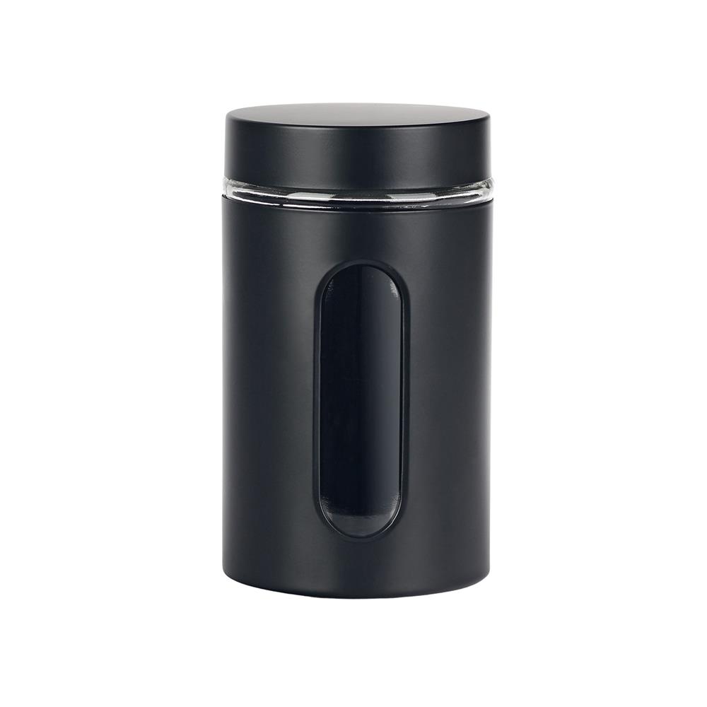 Voorraadpot venster zwart mat 0.9L glas | Kitchen Tools