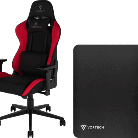 Vortech Essential Gamestoel Rood + Vortech Vloermat Zwart