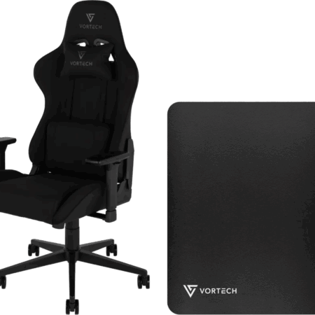 Vortech Essential Gamestoel Zwart + Vortech Vloermat Zwart