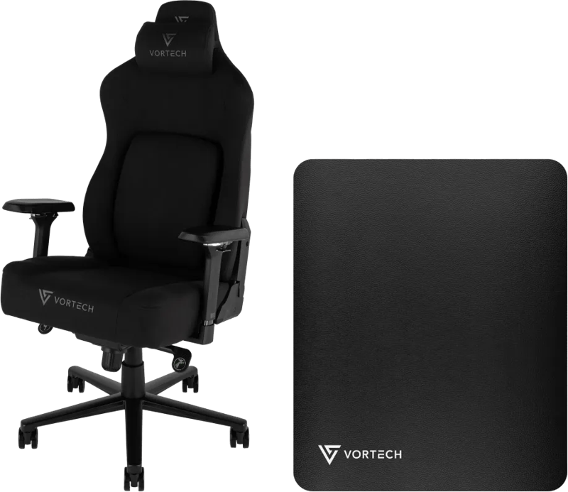 Vortech Prestige Gamestoel Zwart + Vortech Vloermat Zwart