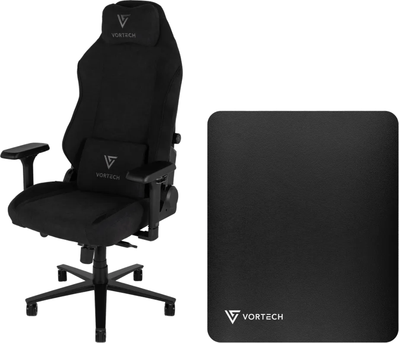 Vortech Prestige Plus Gamestoel Zwart + Vortech Vloermat Zwart