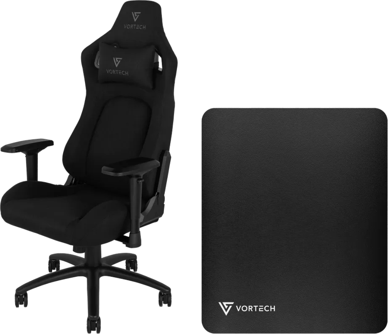 Vortech Pro Gamestoel Zwart + Vloermat