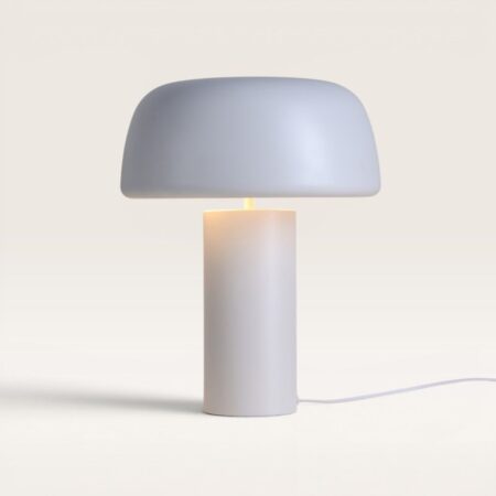 Voryn - Witte Tafellamp 40 cm - Dressoir lamp - Industrieel design - E27 fitting - Mat wit gecoat metaal - Met aan/uit-schakelaar | LUSENZ