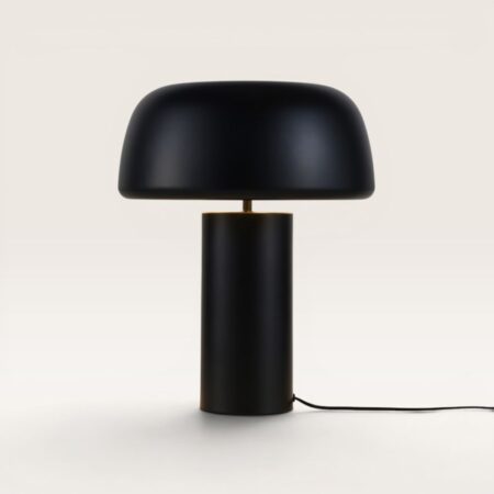 Voryn - Zwarte Tafellamp Industrieel 40 cm - Dressoir lamp - E27 fitting - Mat zwart gecoat Metaal - Met aan/uit-schakelaar | LUSENZ