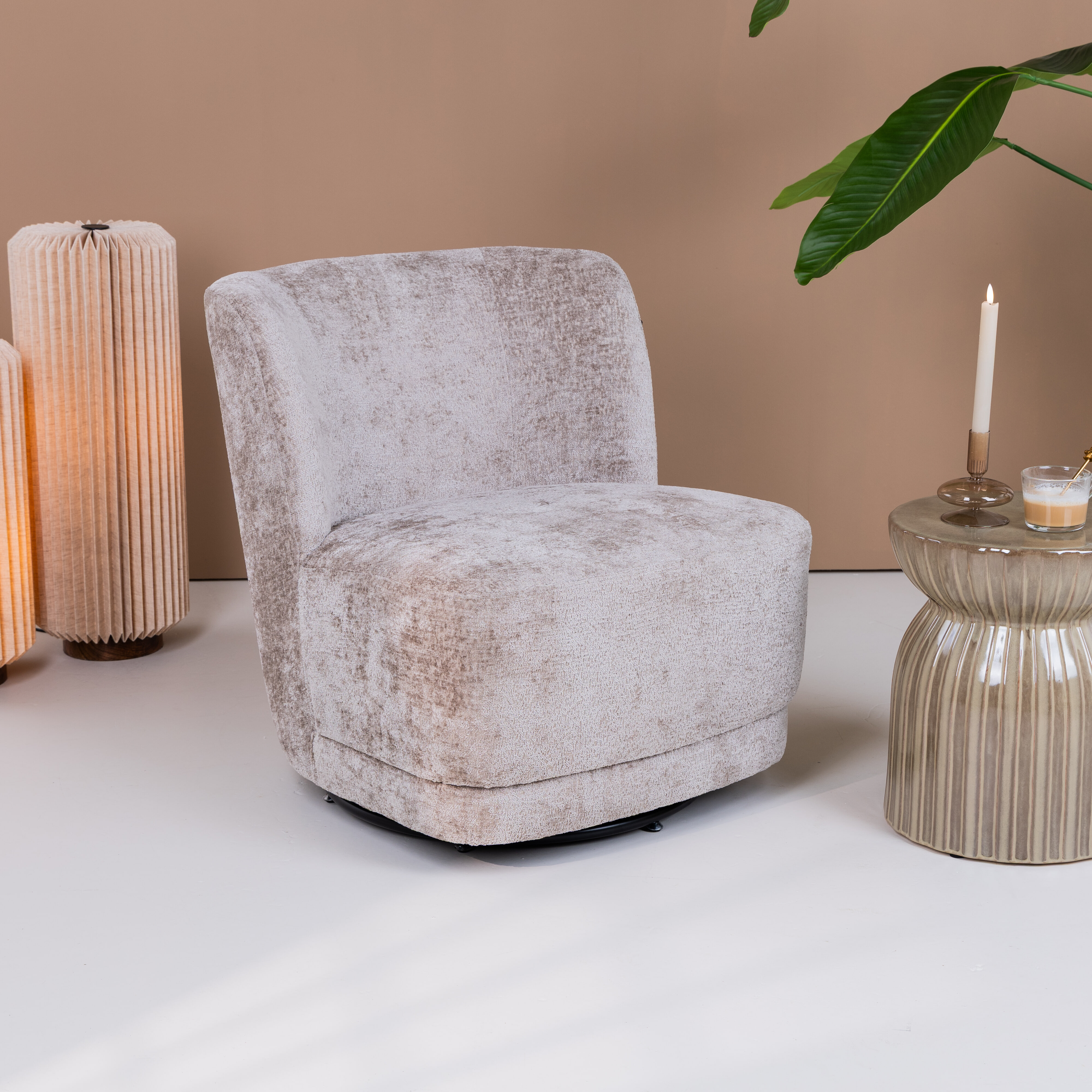 WOOOD Draaifauteuil 'Atty' Structure Velvet
