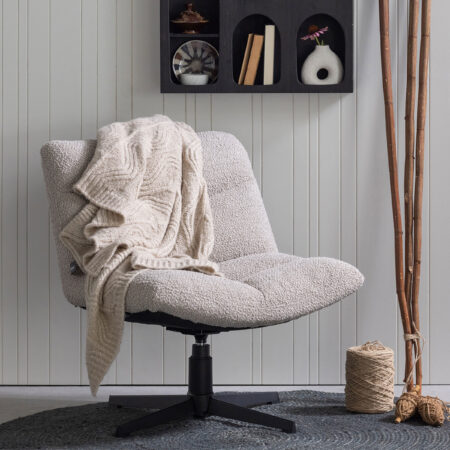 WOOOD Draaifauteuil 'Vinny' Bouclé