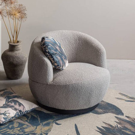 WOOOD Draaifauteuil 'Woolly' Bouclé