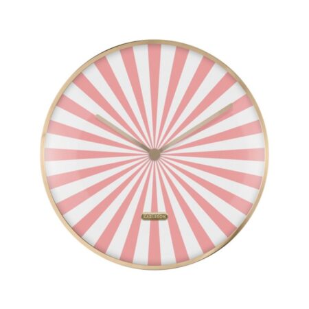 Wall Clock Candy Swirl Dome Flamingo Roze en Wit | Fiftiesstore