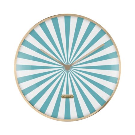 Wall Clock Candy Swirl Dome Turquoise en Wit | Fiftiesstore