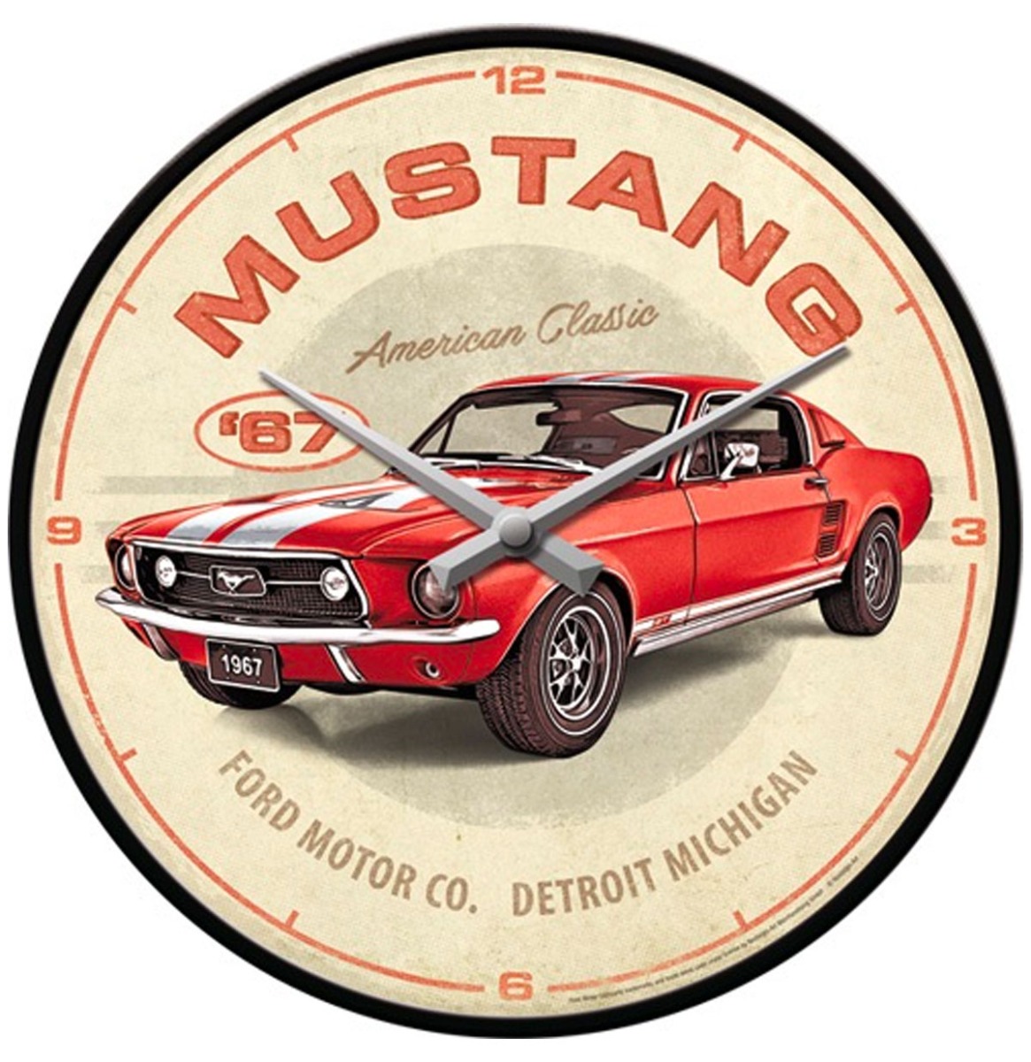 Wand Klok Ford Mustang - GT 1967 Rood | Ford