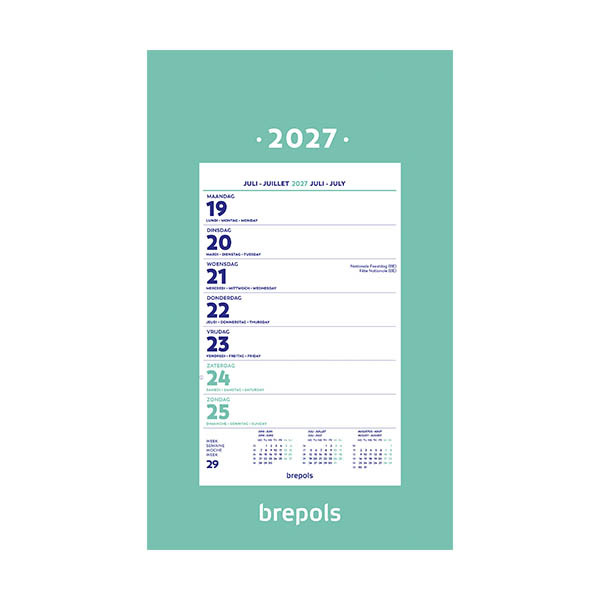 Wandkalender week 2027 gelijmd | Brepols