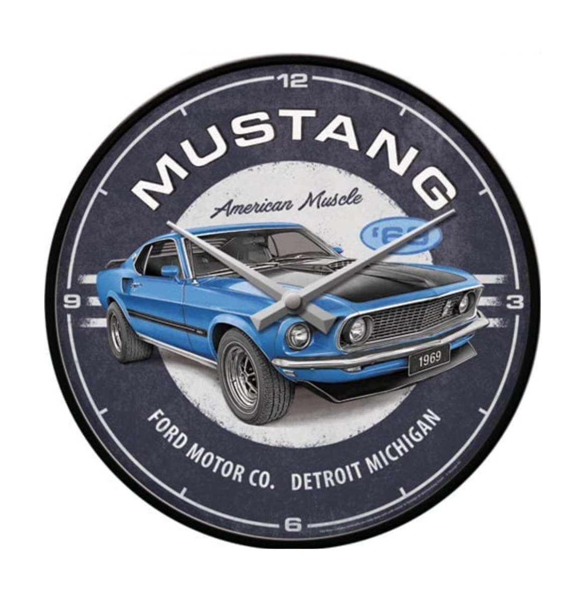 Wandklok Ford Mustang - 1969 Mach 1 Blue | Ford