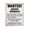Wanted Good Woman - Airplane and Hangar Emaille Bord | Fiftiesstore
