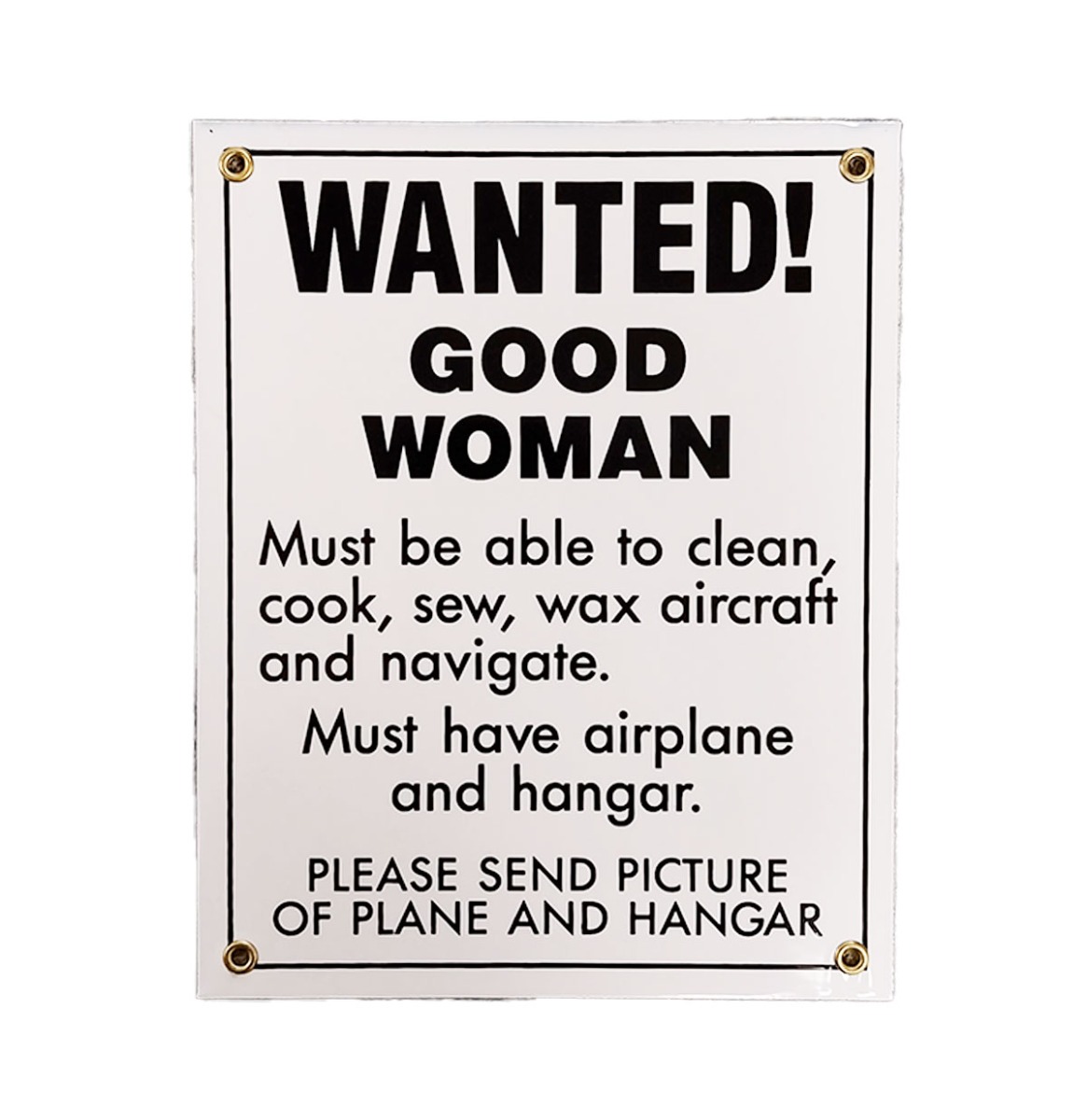 Wanted Good Woman - Airplane and Hangar Emaille Bord | Fiftiesstore
